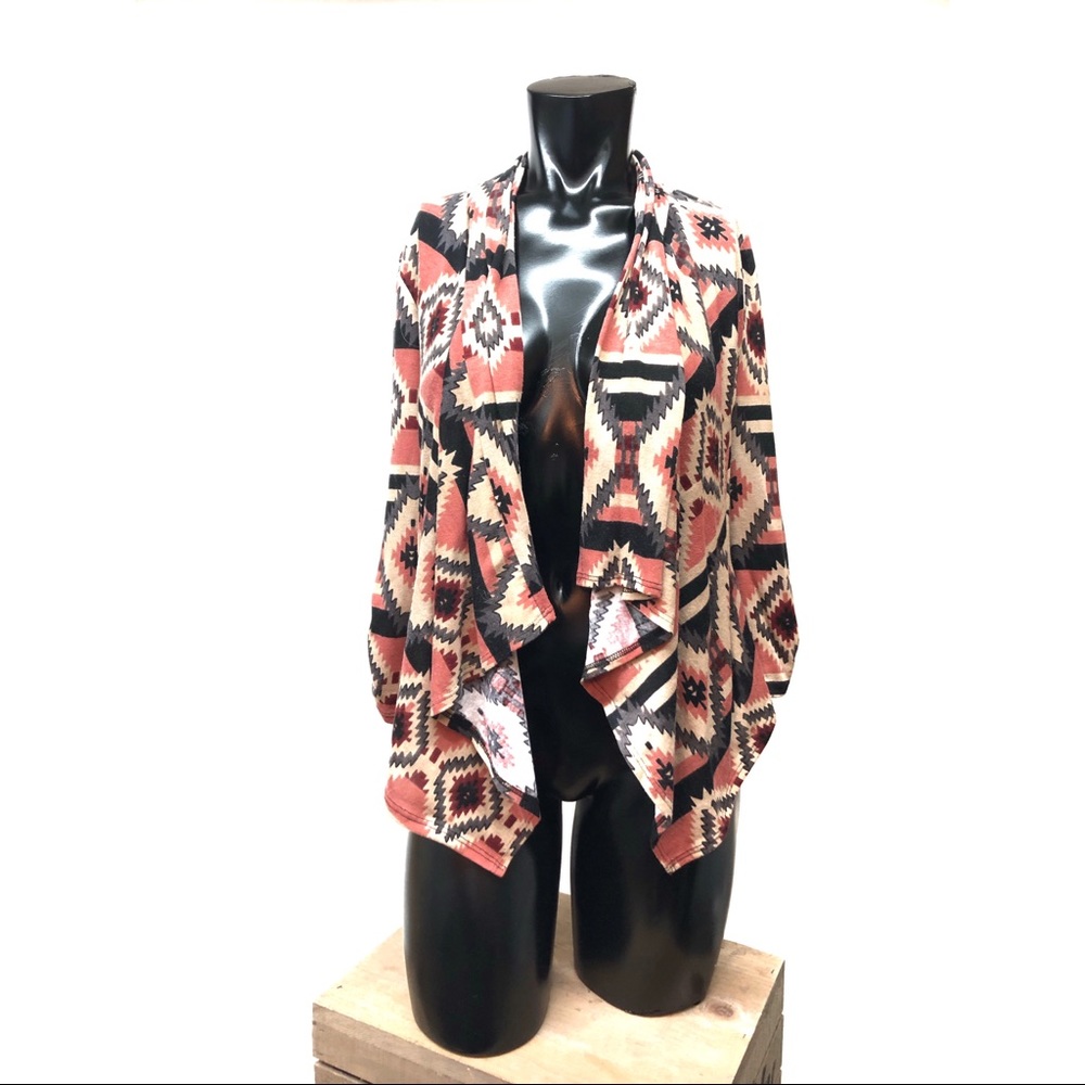 Living Doll Tribal Print Open Sweater